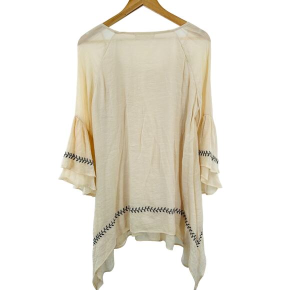 Indigo Soul Cream Blouse w/ Black Accents Women’s L | EUC - Picture 4 of 11